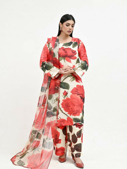 Imran Aftab Valentine's Day Raw Silk Printed Unstitched 3-Piece Suit-IAVD 03