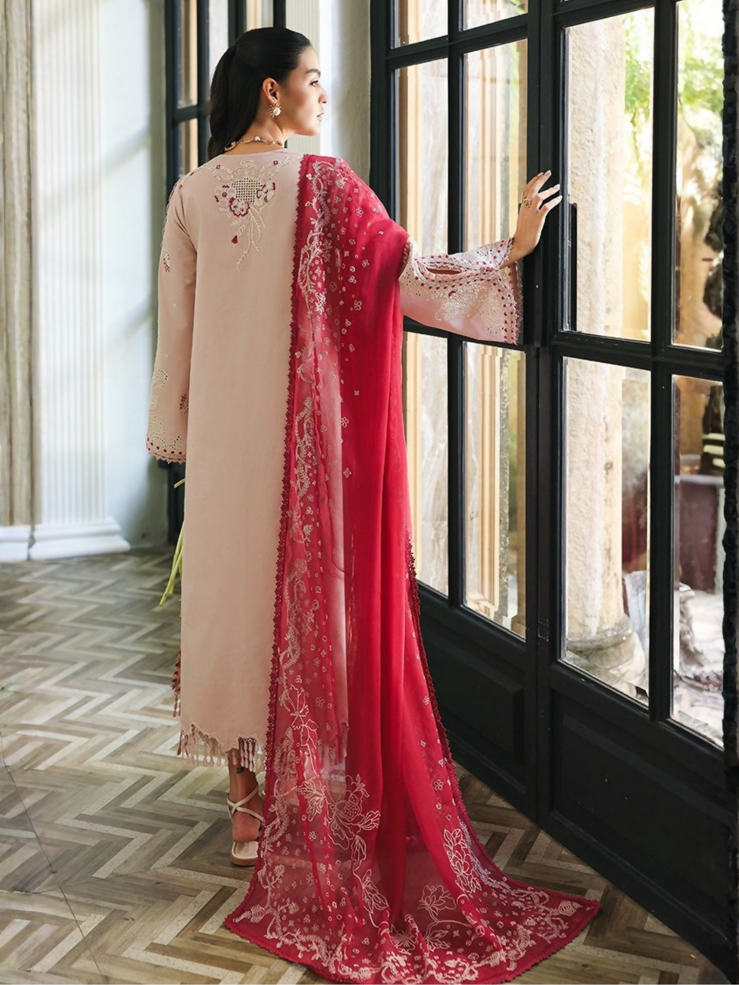 Qalamkar Qline Lawn Drop-1 Embroidered Unstitched 3-Piece Suit-RP-09-Reyna