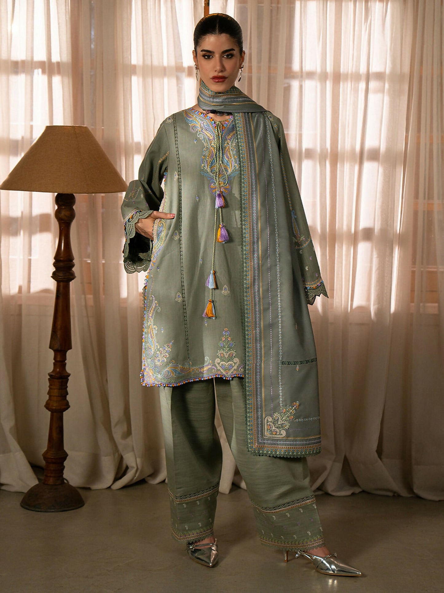 Binilyas Gulrukh Khaddar Embroidered Unstitched 3-Piece Suit-64-A