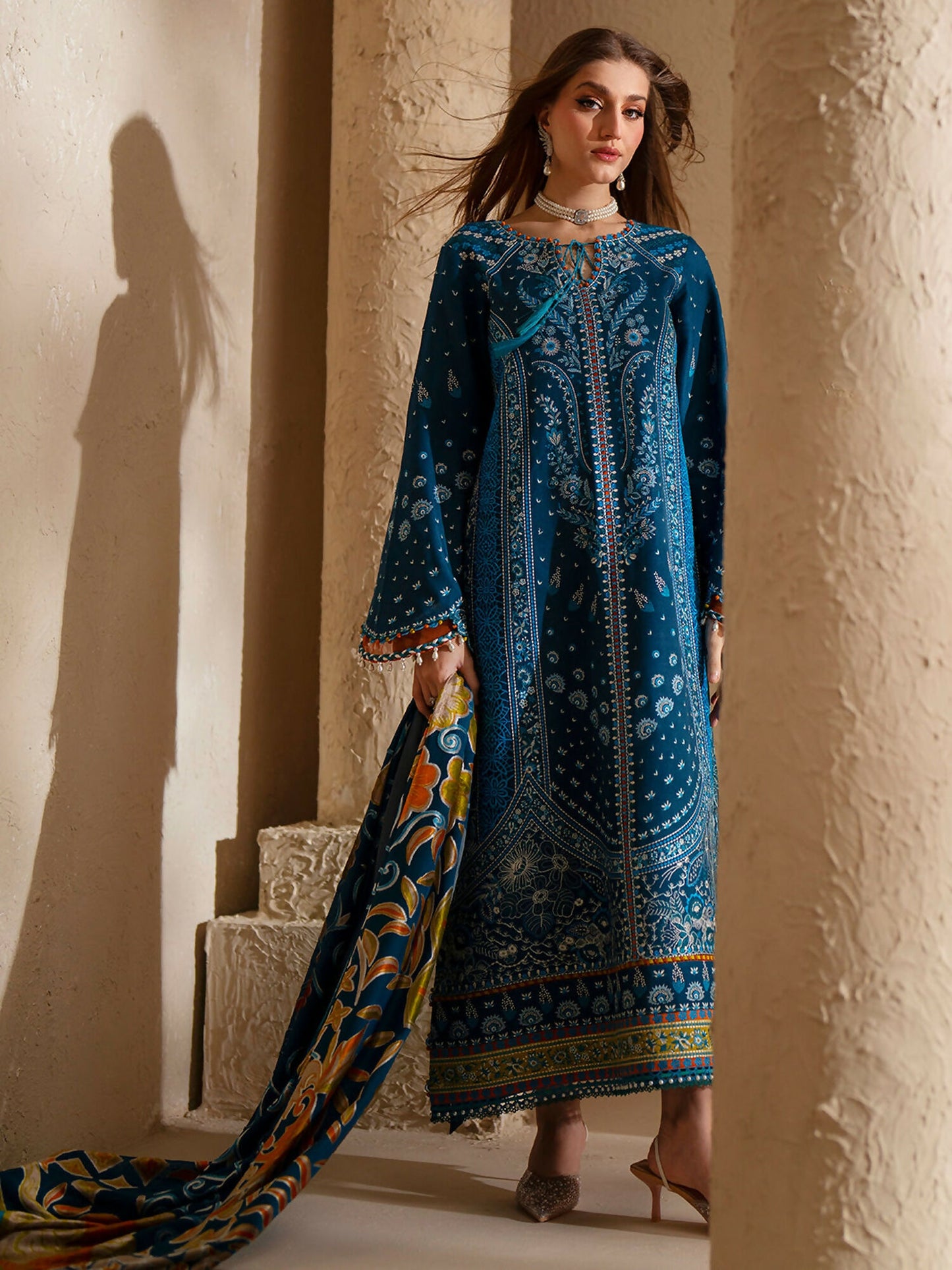 Binilyas Saqqara Kotrai Embroidered Stitched 3-Piece Suit-166-A