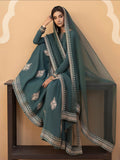 Hemstitch Raw Silk Embroidered Stitched Gharara-Jasmine