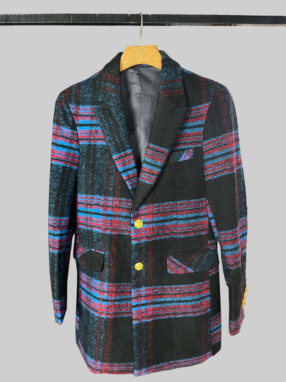 Black & Multi Jupiter Imported Prestige Winter Woolen Business Long Coat-15024