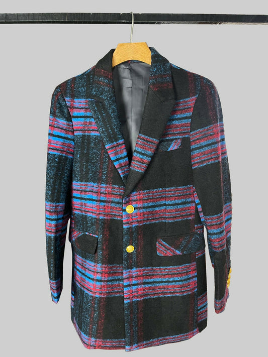 Black & Multi Jupiter Imported Prestige Winter Woolen Business Long Coat-15024