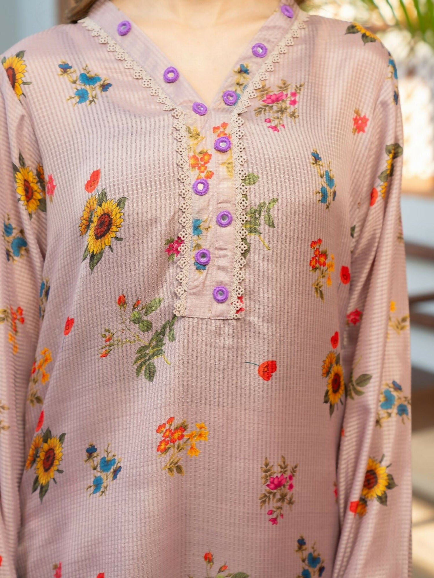Panache Apparel Fiona SS'25 Dobby Lawn Printed Stitched Suit-Bliss