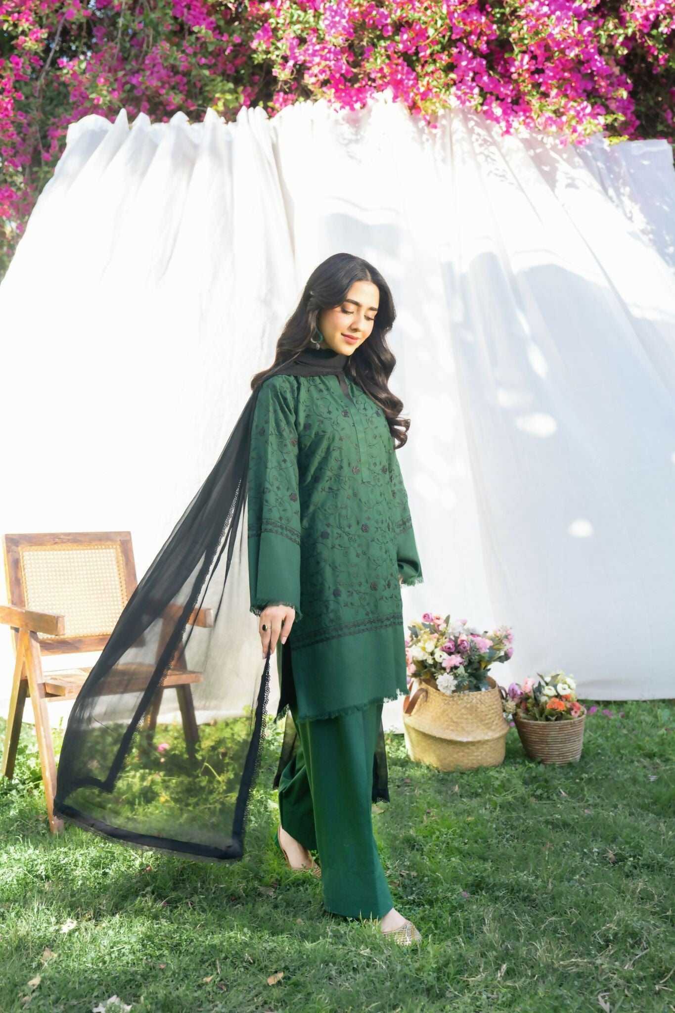 Panache Apparel Serenity Linen Embroidered Stitched Suit-Aarfa