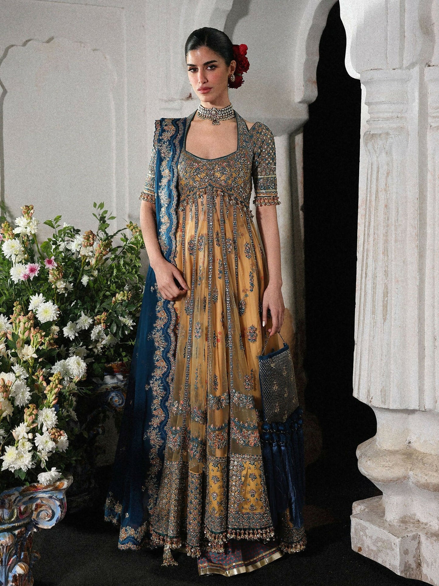 Hussain Rehar Festive Unstitched'26 Net Embroidered 3-Piece Suit-Man Jogi