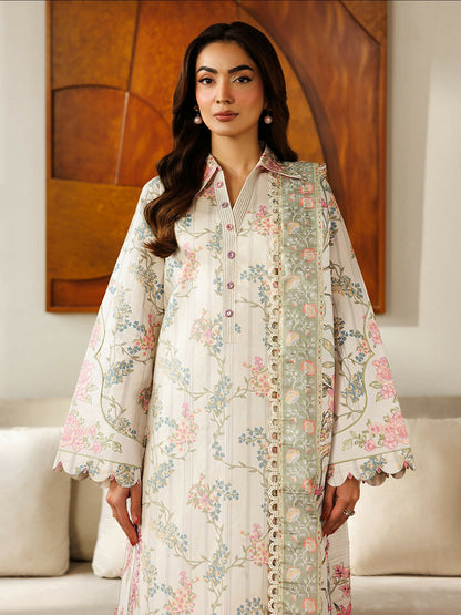 Mahnur Leila Lawn'26 Embroidered Unstitched 3-Piece Suit-L-03