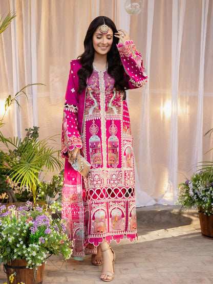 Binilyas Kotrai Embroidered Unstitched 3-Piece Suit-D001A