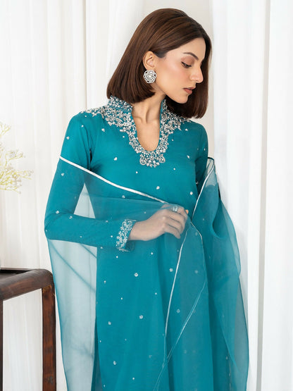 Allure By IH Luxury Pret Raw Silk Embellished Stitched 3-Piece Suit-Raha