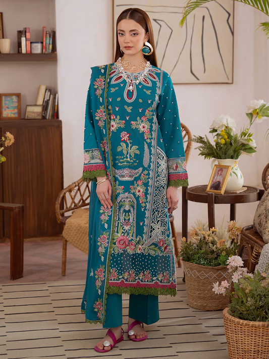 Mahnur Shanaya Lawn Embroidered Unstitched 3-Piece Suit-SN-12