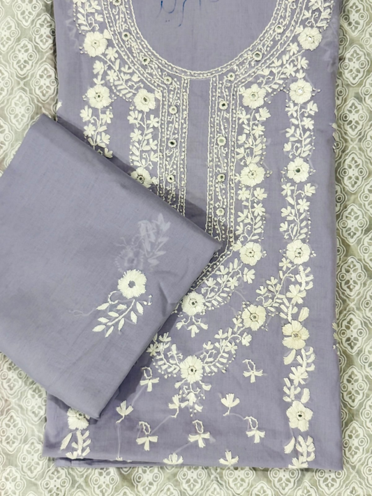 Fahim unstitched 2-piece suit with floral vase embroidery on cotton net shirt and matching embroidered cotton net dupatta