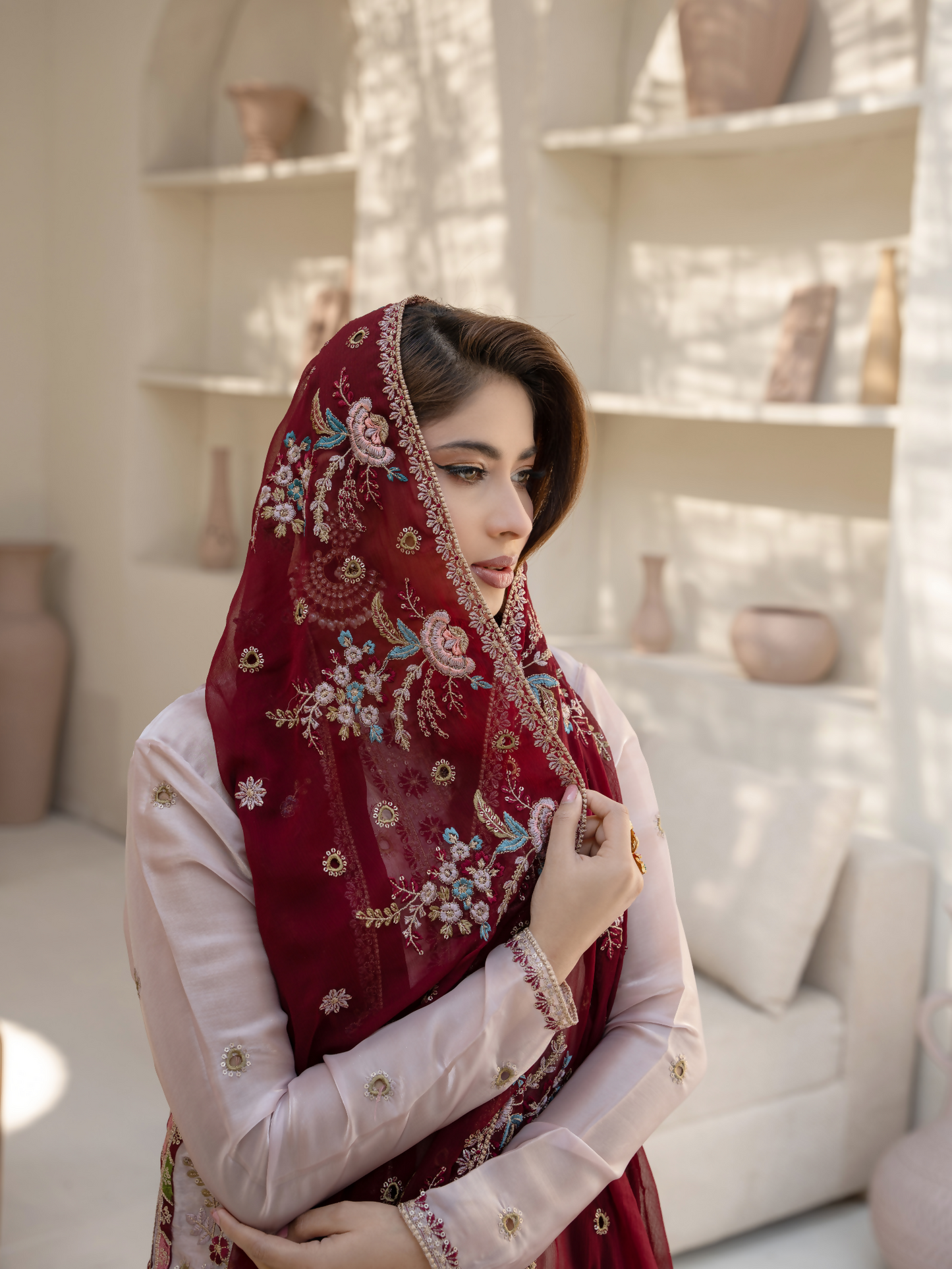 Noori Silk Embroidered Stitched 3-Piece Suit