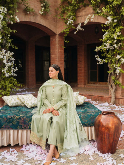 Panache Apparel Chambray Katan Embroidered Stitched 2-Piece Suit-Surmayi