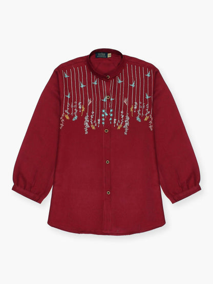 Velvour Girls Cotton Embroidered Stitched Tunic-VG122-C