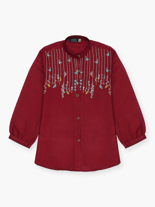 Velvour Girls Cotton Embroidered Stitched Tunic-VG122-C