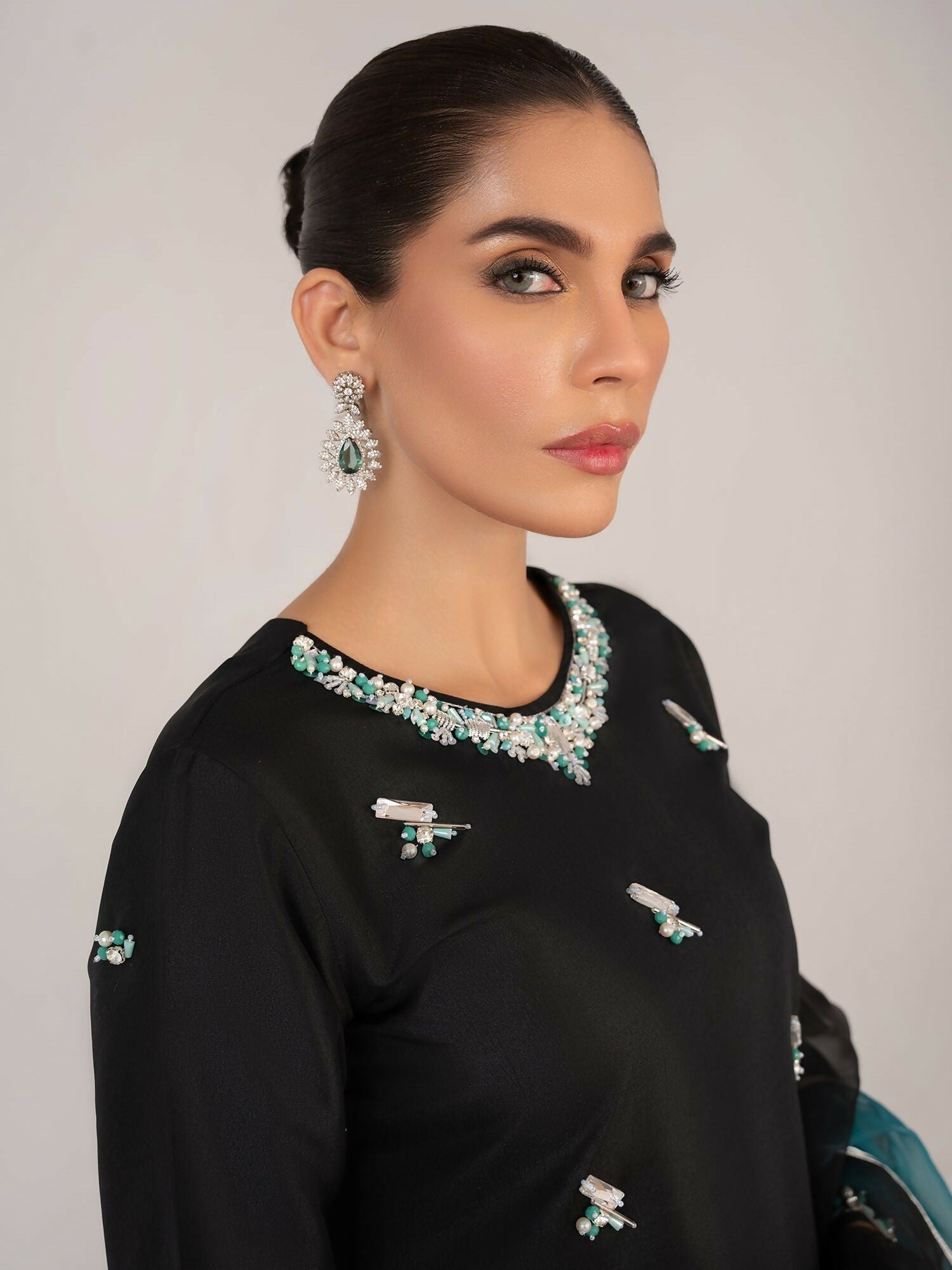 Allure By IH Raw Silk Embellished Stitched 3-Piece Suit-Mia