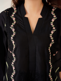 HU Studios Blackout Collection Lawn Embroidered Stitched 2-Piece Suit-Midnight Bloom