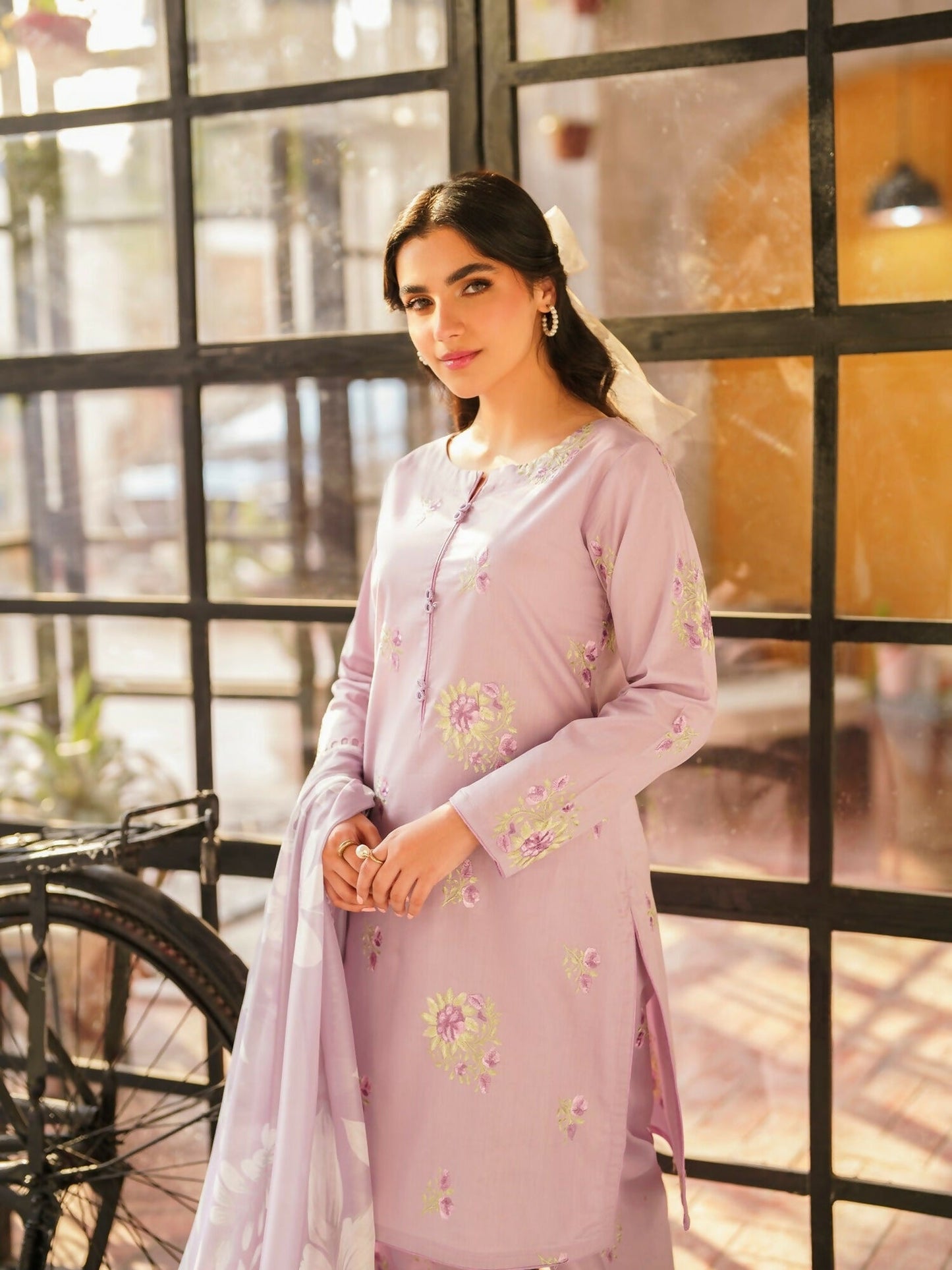 Panache Apparel Daily Essentials RTW Lawn Embroidered Stitched Suit-lilac