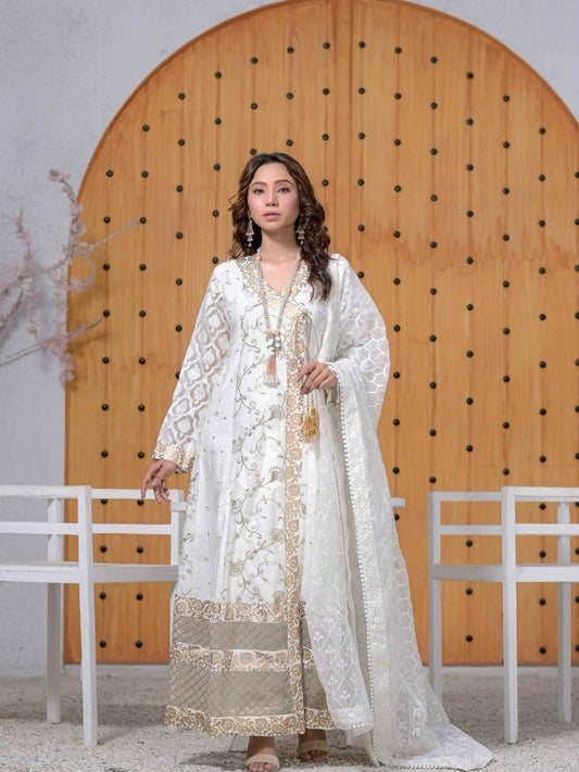 Ruby's Couture Ashiyana Khadi Net Embroidered Pishwas-Agha Jaan