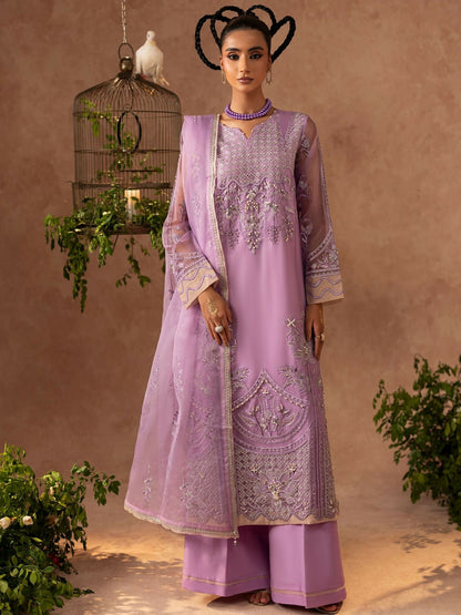 Shurooq Geet Organza Embroidered Stitched 3-Piece Suit-Ragni