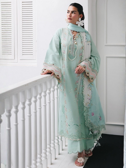 Qalamkar Qline Lawn Drop-1 Embroidered Unstitched 3-Piece Suit-RP-05-Raha
