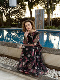 Panache Apparel Organza Printed Frock-Aster