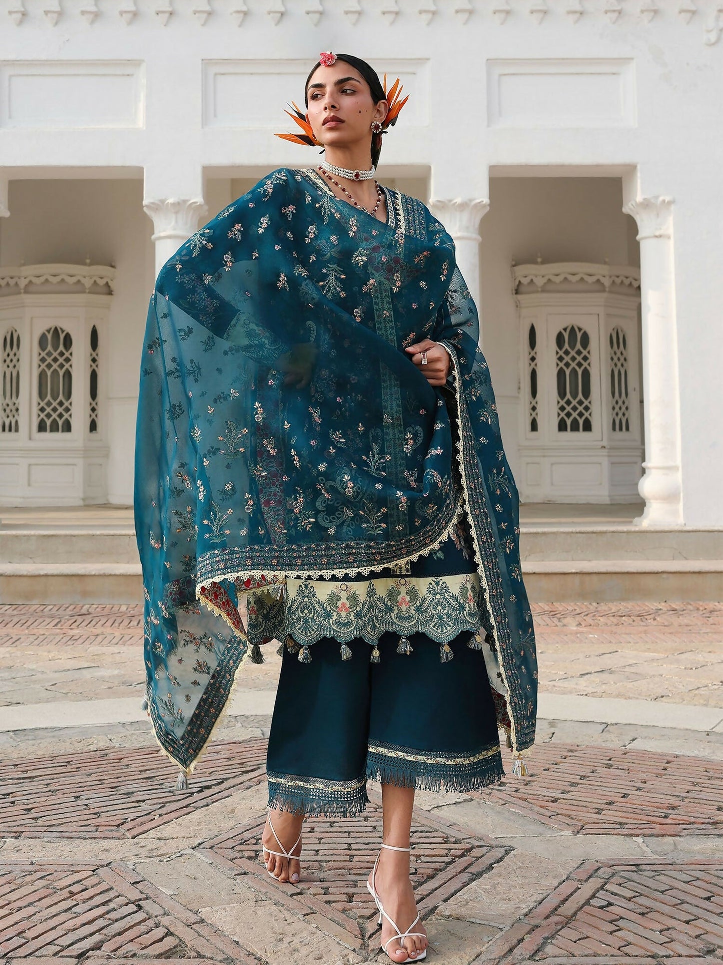 Hussain Rehar Luxury Lawn'26 Eid Edit Embroidered Unstitched 3-Piece Suit-Azraq
