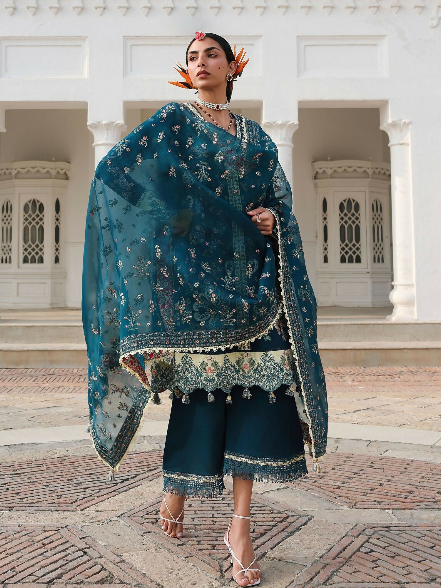 Hussain Rehar Luxury Lawn'26 Eid Edit Embroidered Unstitched 3-Piece Suit-Azraq