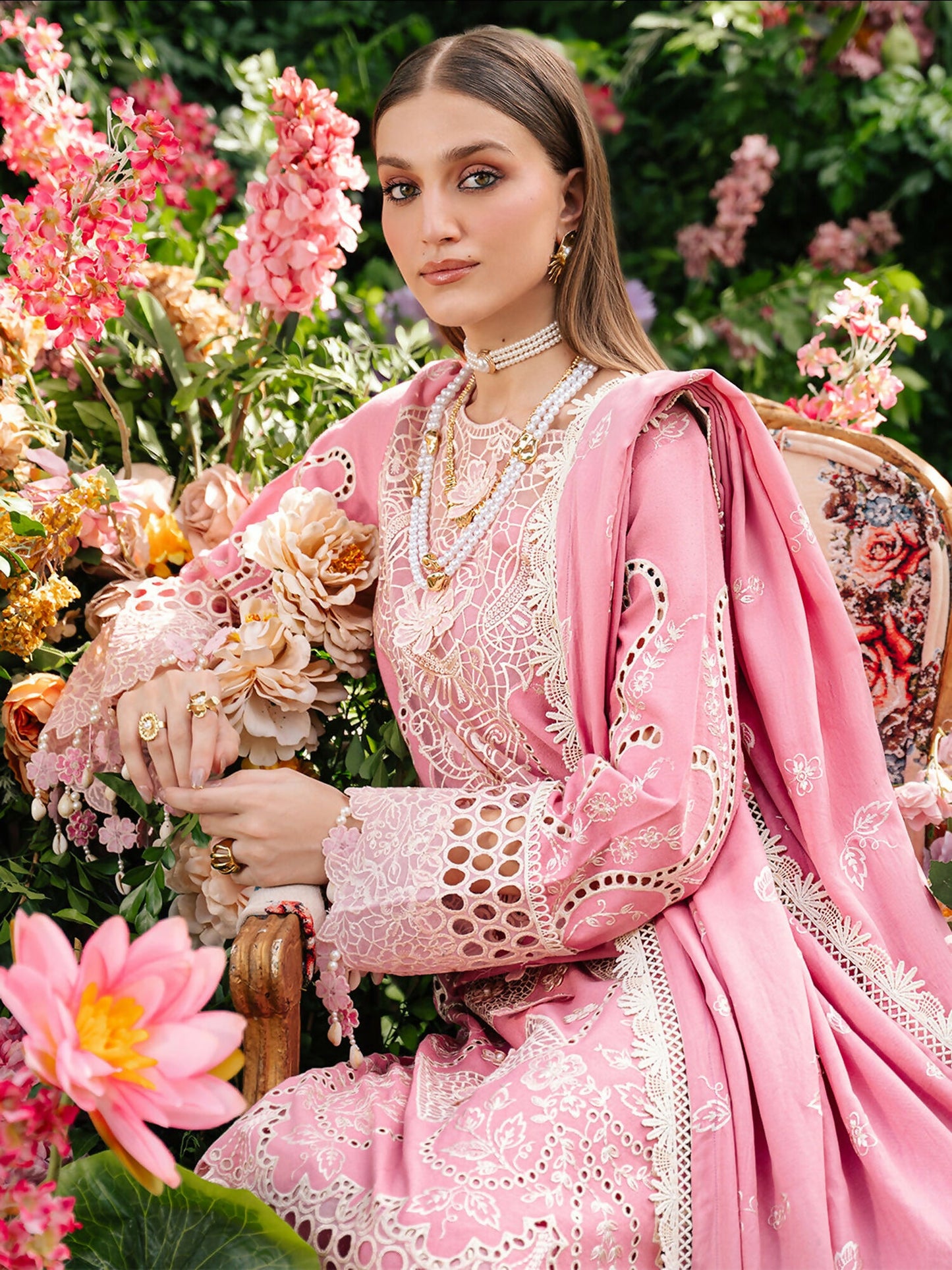 Mahnur Secret Garden Karandi Embroidered Stitched 3-Piece Suit–SG-004