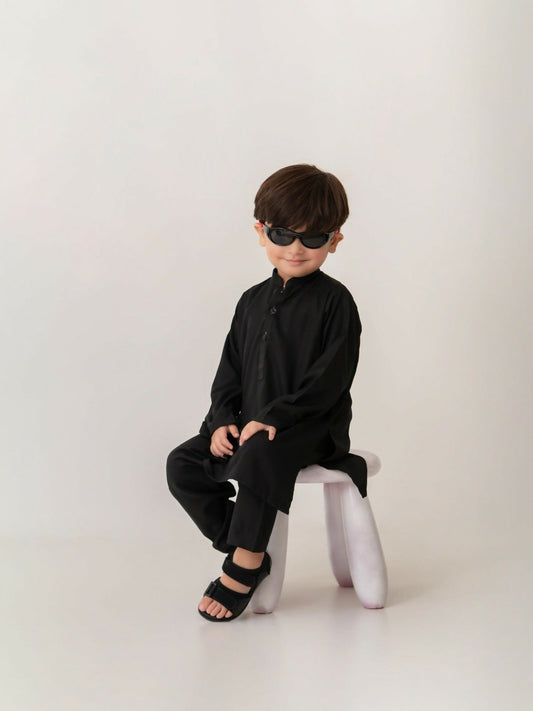 Kidoz Kloset Wash and Wear Stitched Kurta Pajama-Soft Shadow-Boy