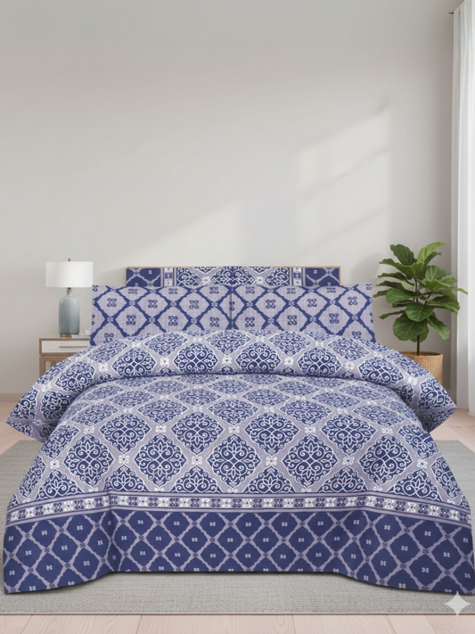Dynasty Printed 3 Piece King Bedsheet Set-162