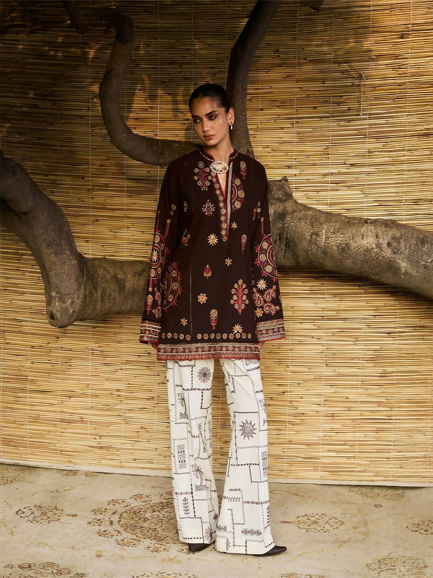 Jugnu By Hussain Rehar AW'25 Edit I Karandi Embroidered Stitched 2-Piece Suit-Bhumi