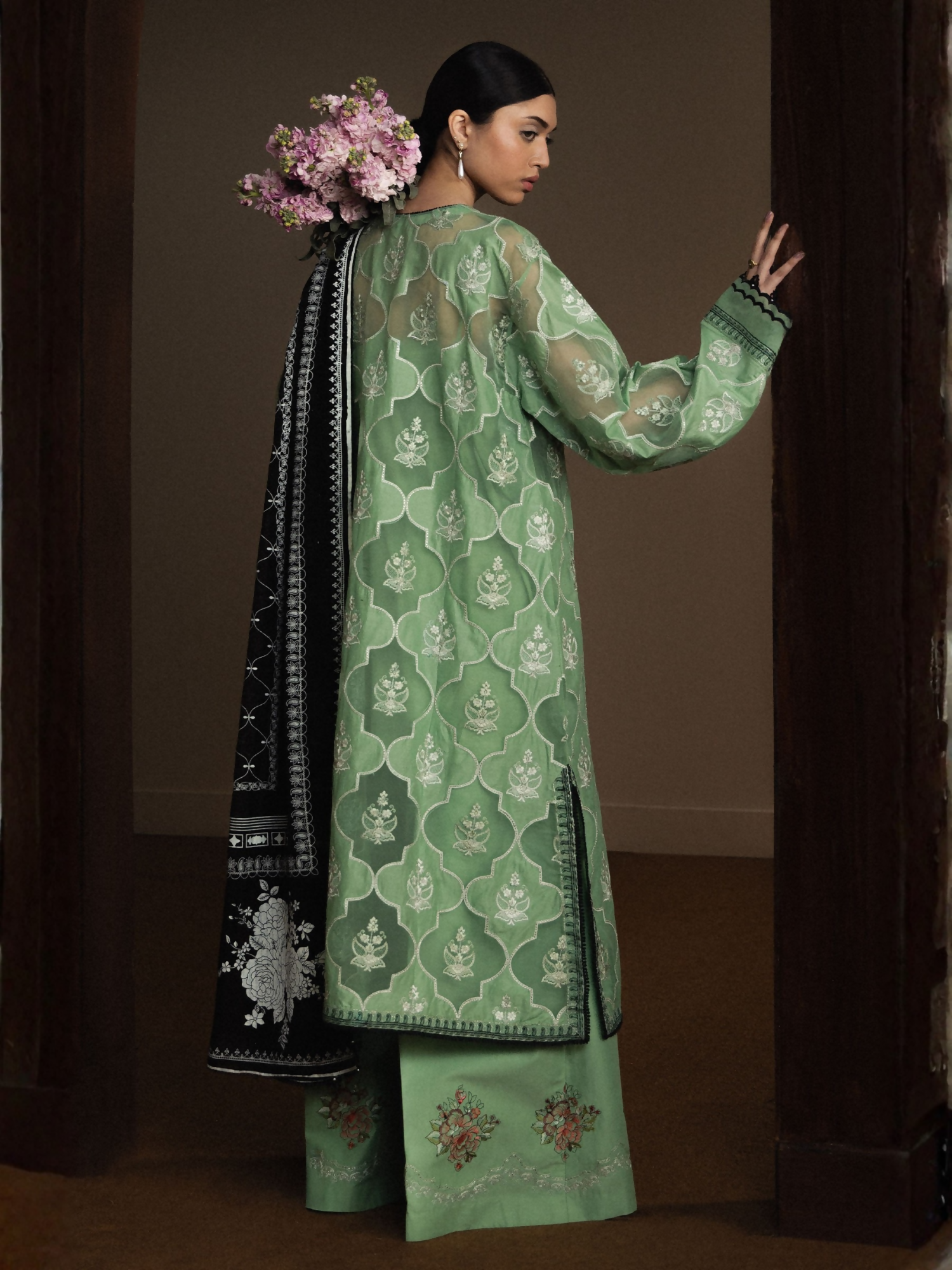 Zara ShahJahan Satori'26 Lawn Embroidered Unstitched 3-Piece Suit-Midoriya-D6