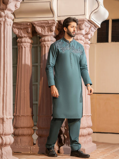 Fabrich Men Embroidered Cotton Unstitched Shalwar Kameez-GTS-MCE-045