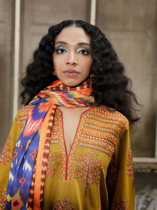 Jugnu by Hussain Rehar Womenswear SS 23/24 Karandi Embroidered 2-Piece Suit-SunFlair