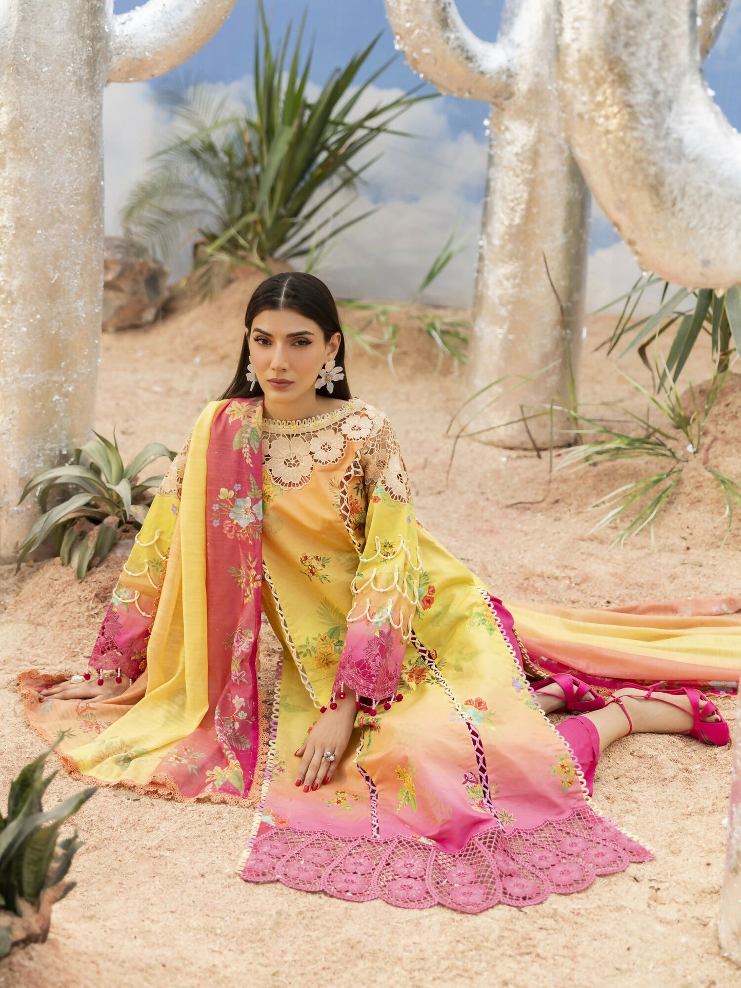 Parishay Ivy Bloom'26 Lawn Embroidered Unstitched 3-Piece Suit-IB-01