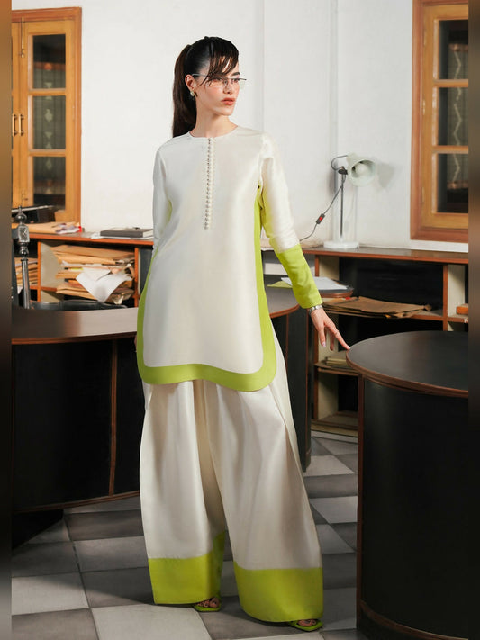Ivory Hussain Rehar PAY DAY VOL. IV Raw Silk Stitched 2-Peice-Nimbus