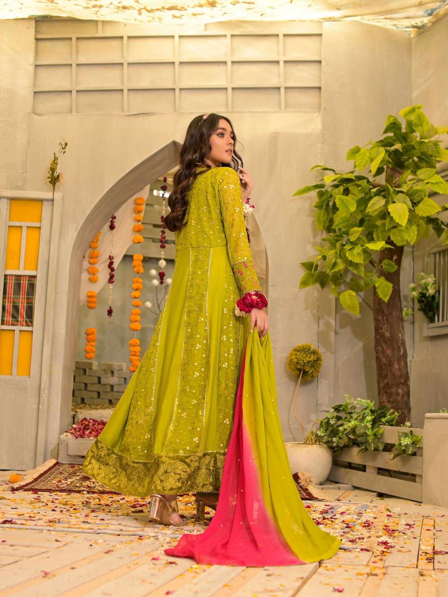 Ruby's Couture Poshak Khadi Net Embellished Stitched 2-Piece Suit-Hoorain