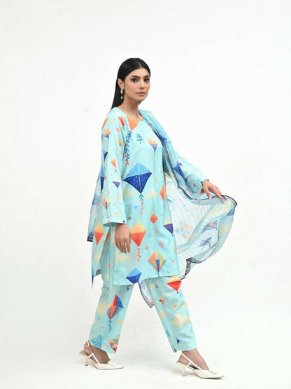 Imran Aftab Basant Mela Raw Silk Printed Unstitched 3-Piece Suit-IARP 01