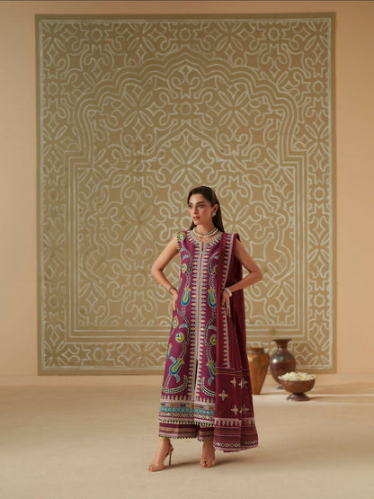 Binilyas Mashriq Luxury Lawn'26 Embroidered Unstitched 3-Piece Suit-D-118-A