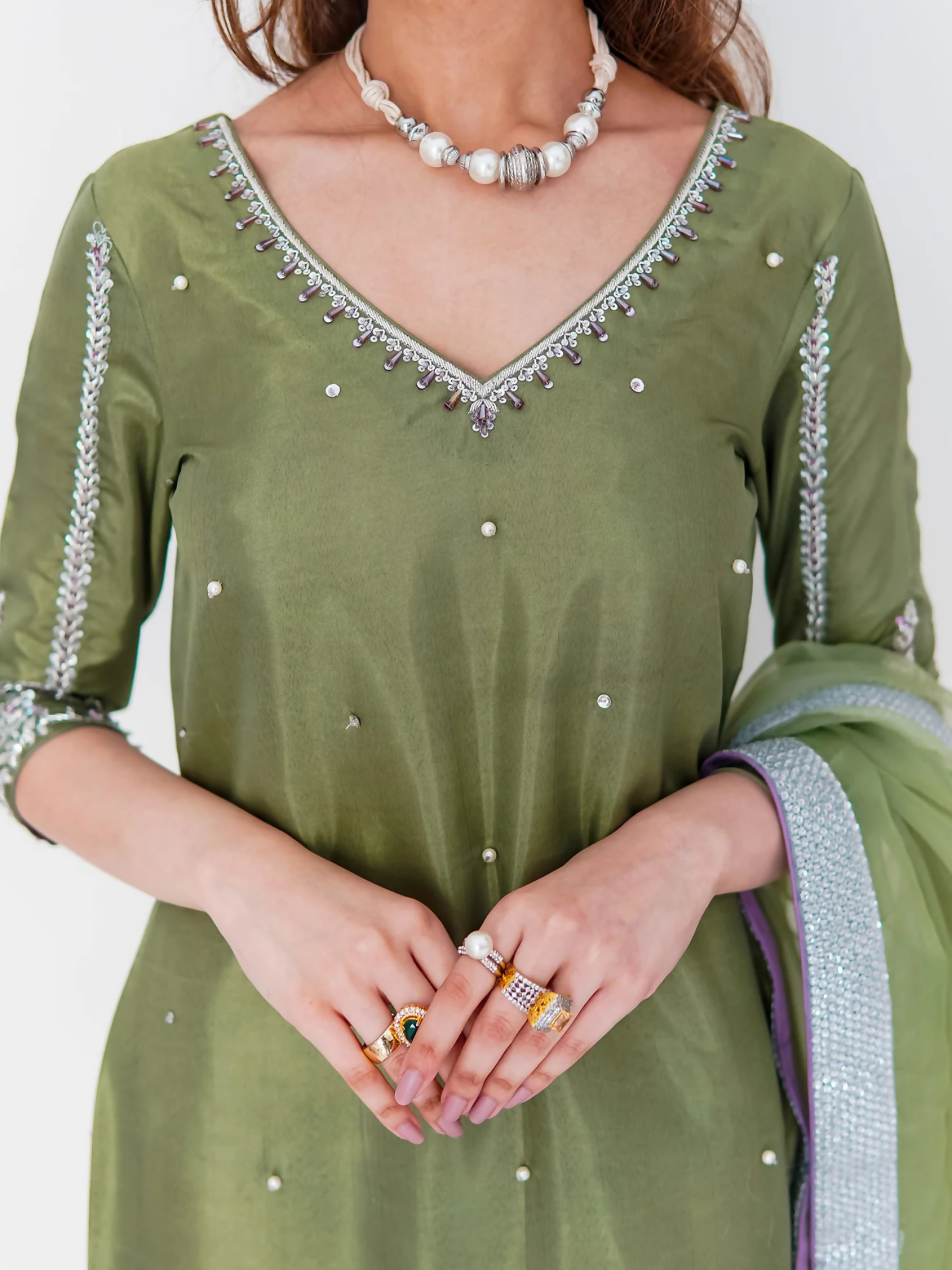 Allure By IH Luxe Formals Raw Silk Embellished Stitched 3-Piece Suit-Ayla
