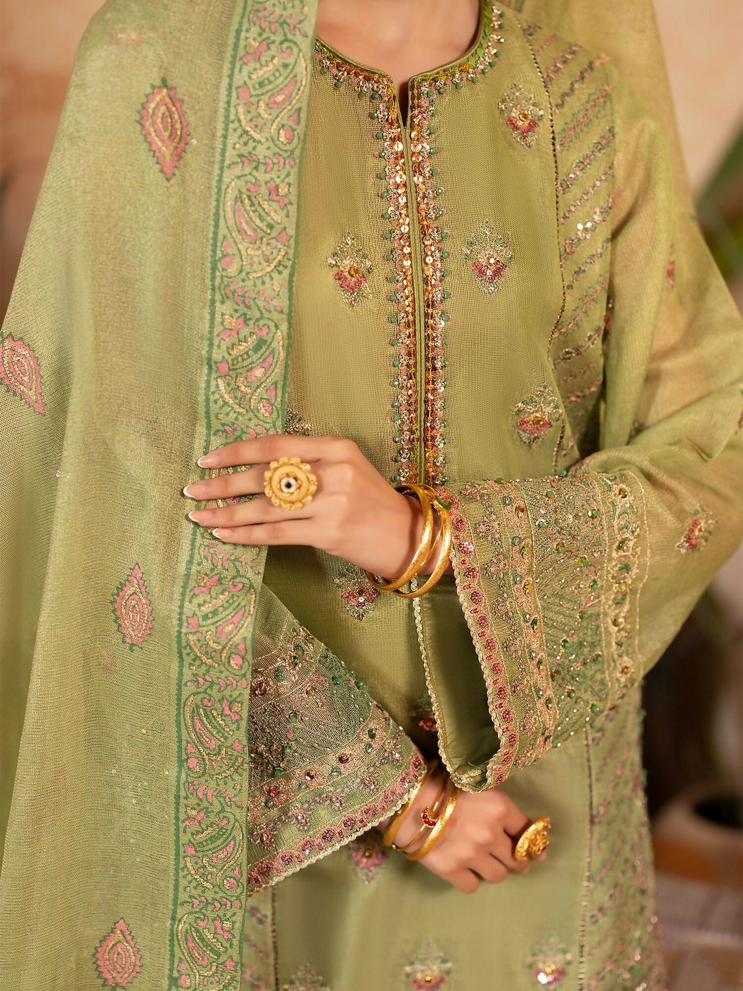 Shurooq Kanpur 1912 Net Embellished Gharara-Moti Mahal