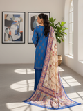 Mausummery Linen Printed Unstitched 3-Piece Suit-Ferozeh