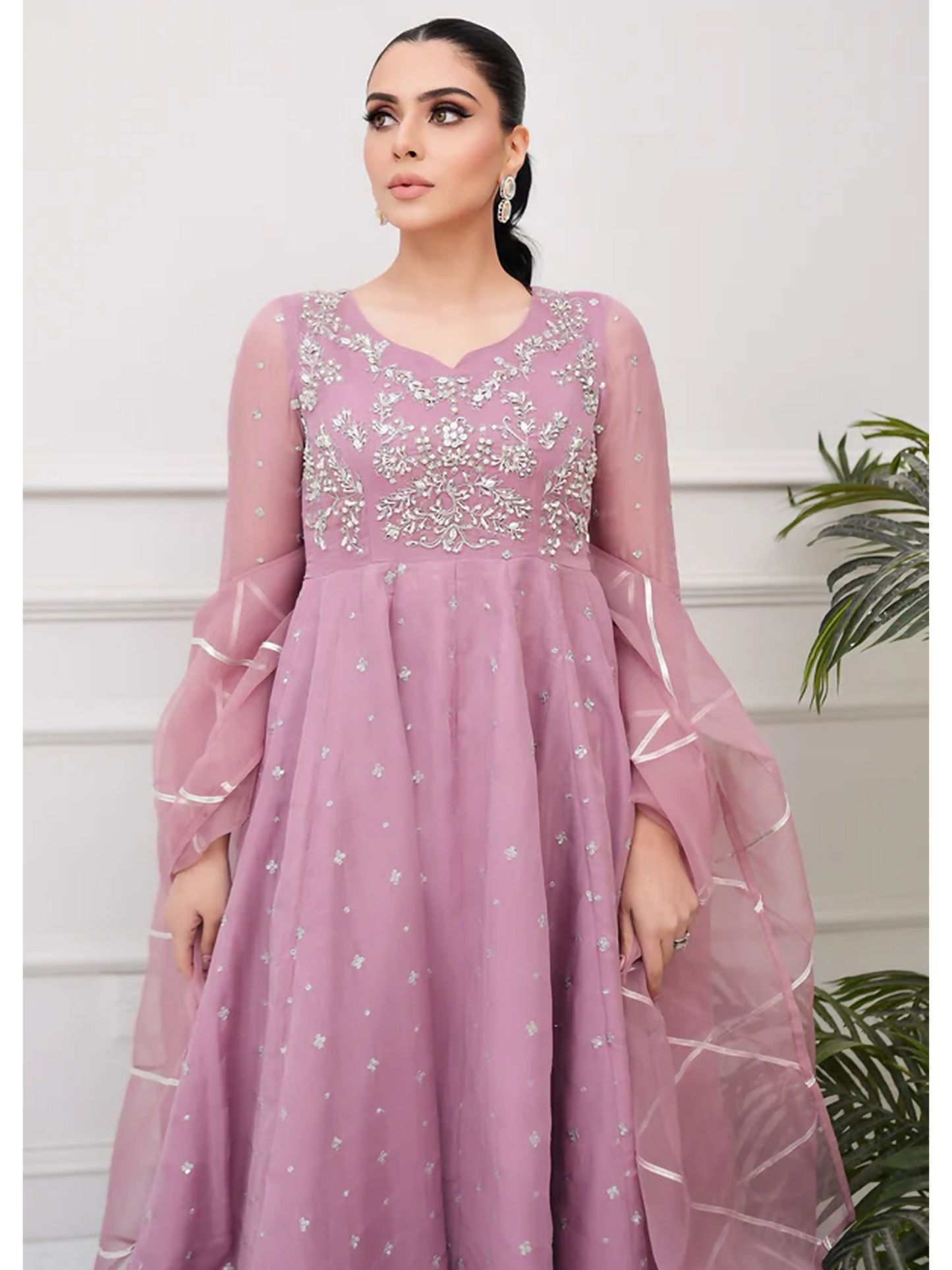 Allure By IH Lehr Chiffon Embroidered Lehenga-Mystic