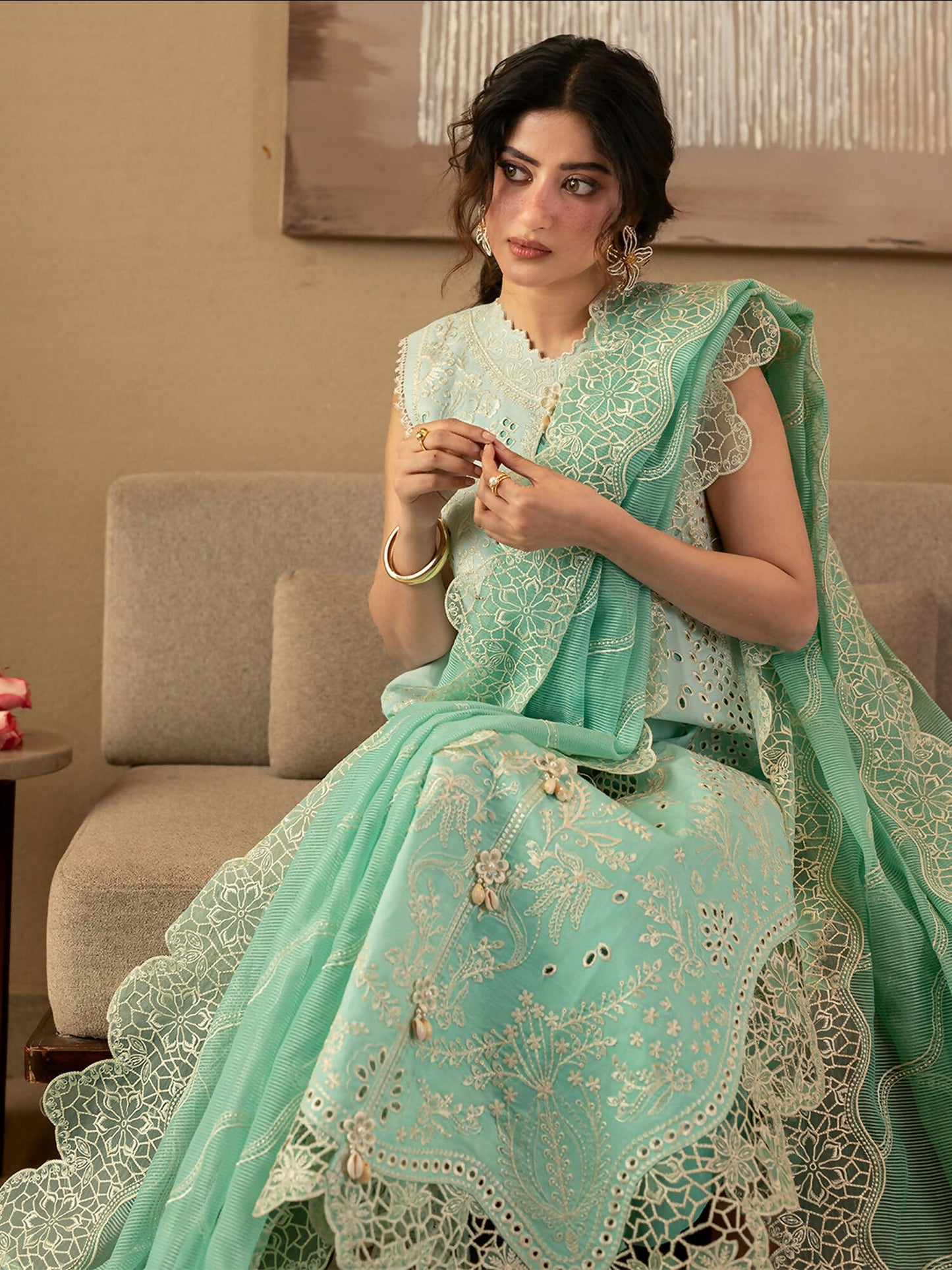 Mahnur Sirene Luxury Lawn'26 Embroidered Stitched 3-Piece Suit-S-08