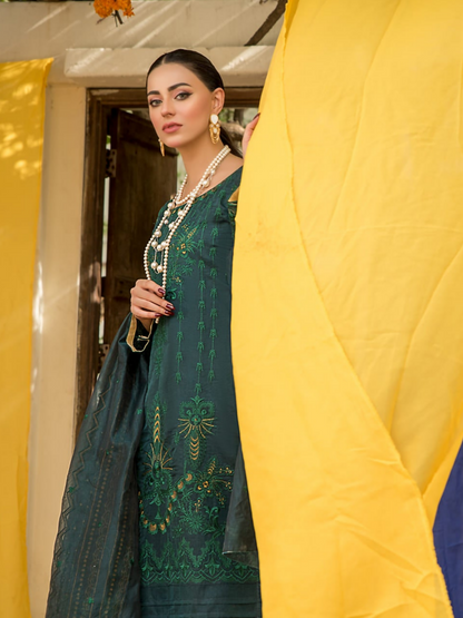 Panache Apparel Organza Net Embroidered Stitched 2-Piece Suit-Maya