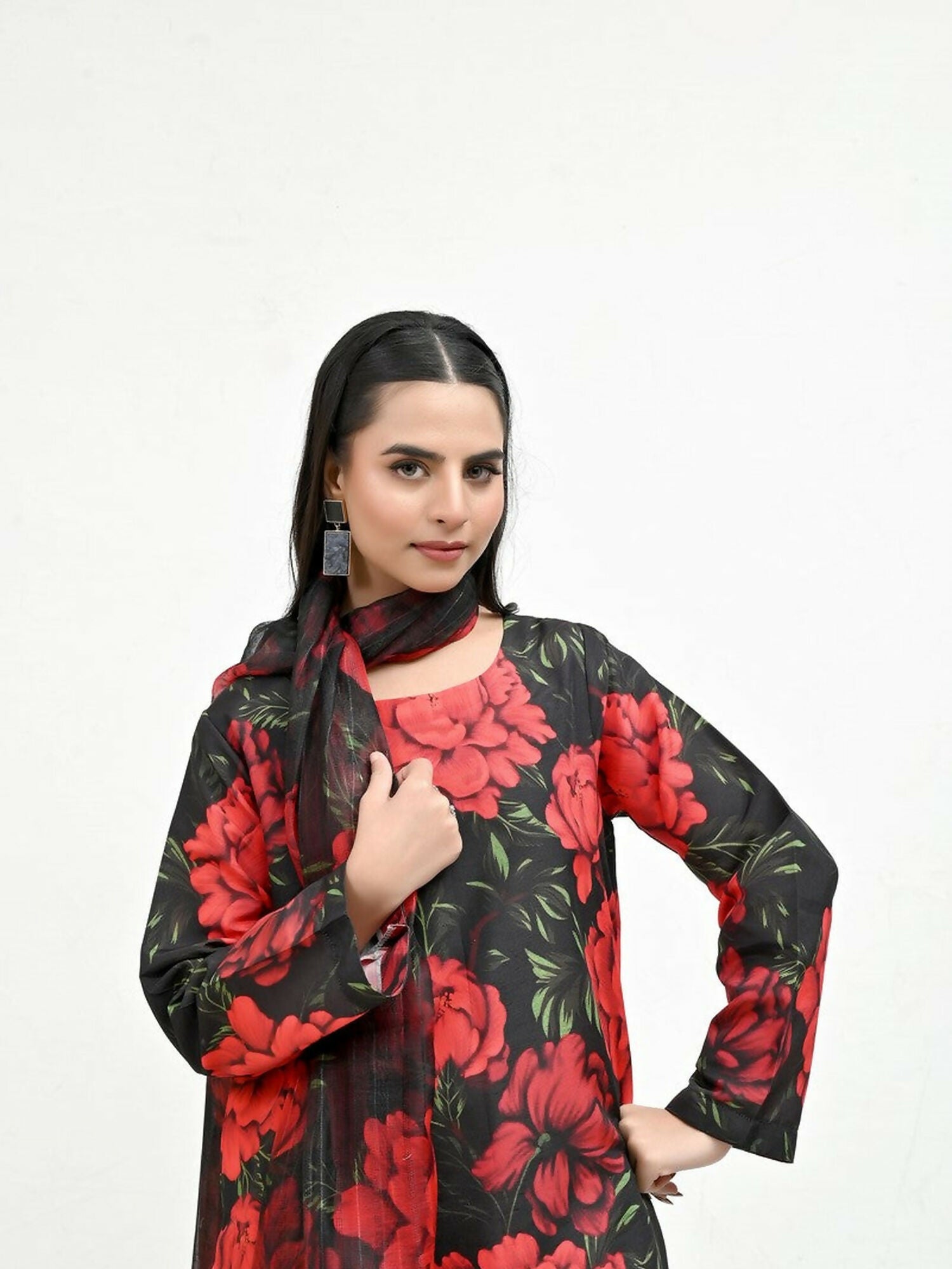 Imran Aftab Valentine's Day Raw Silk Printed Unstitched 3-Piece Suit-IAVD 06