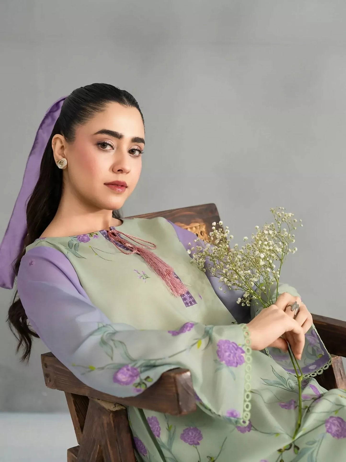 Panache Apparel Dear Summer Silk Lawn Printed Co-Ord Set-Green Field