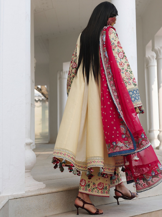 Hussain Rehar Luxury Lawn'26 Eid Edit Embroidered Unstitched 3-Piece Suit-Zubdah