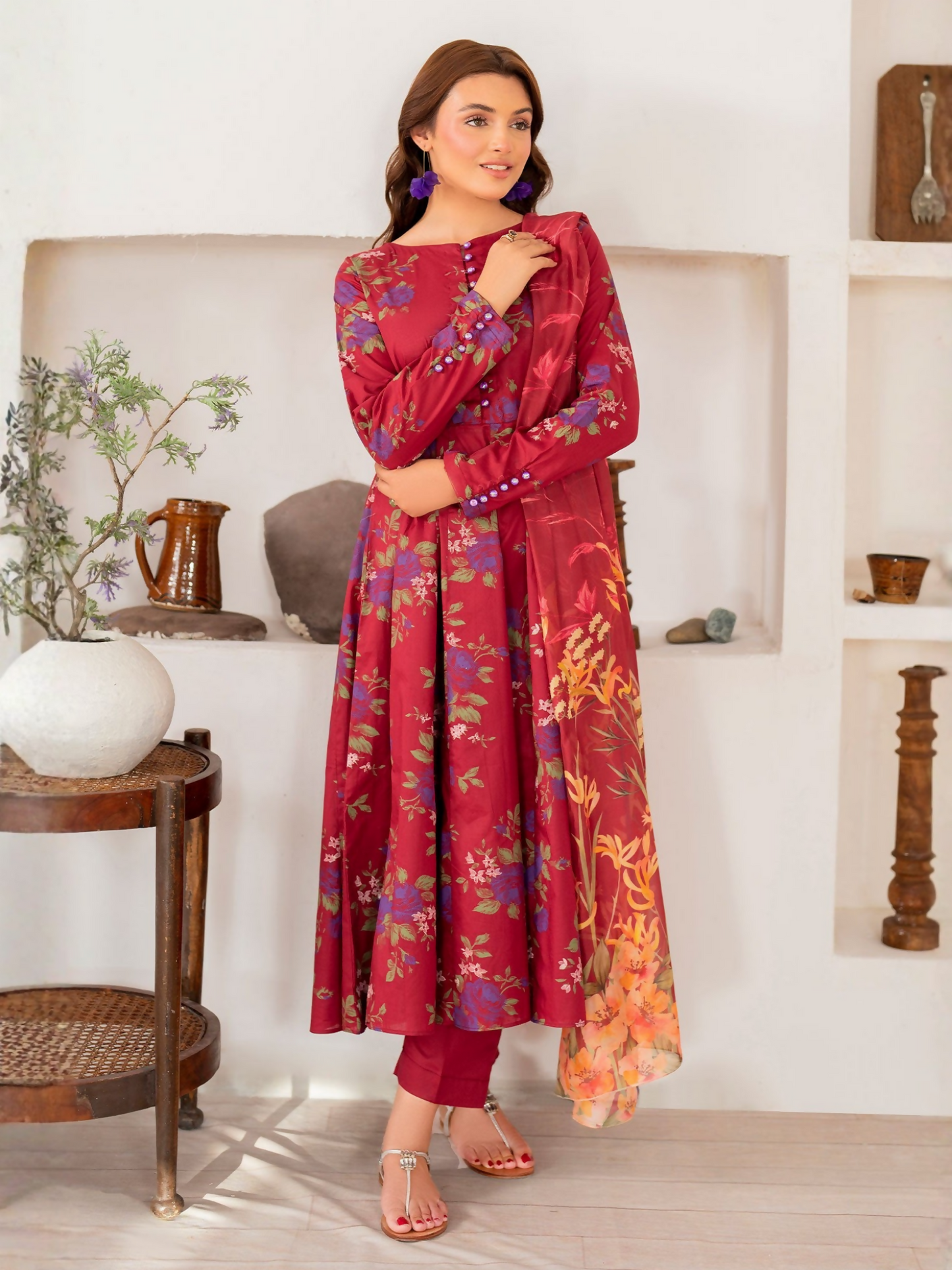 Panache Apparel Lawn Printed Stitched 3-Piece Suit-Sprinkles